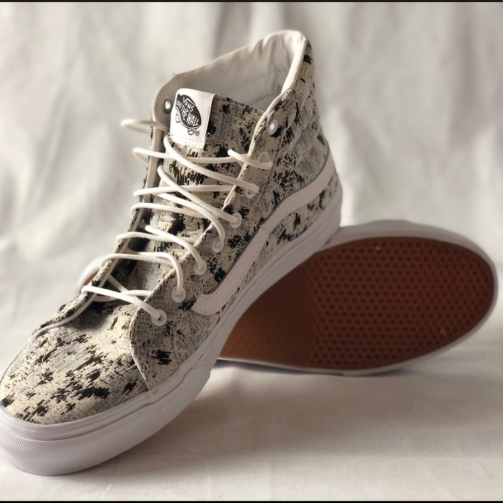 Vans SK8-Hi Slim Italian Weave/Abstract True White Shoes - Picture 3 of 7